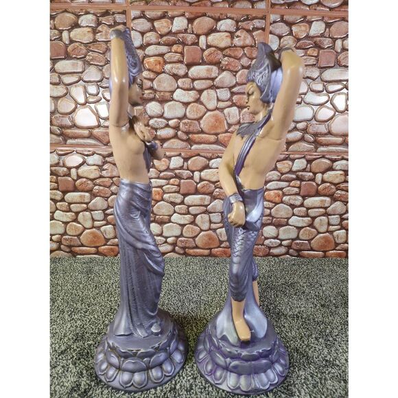 Mid-Century Midern vintage 2 Ceramic Balinese Dancer Figurines large - Picture 2 of 8